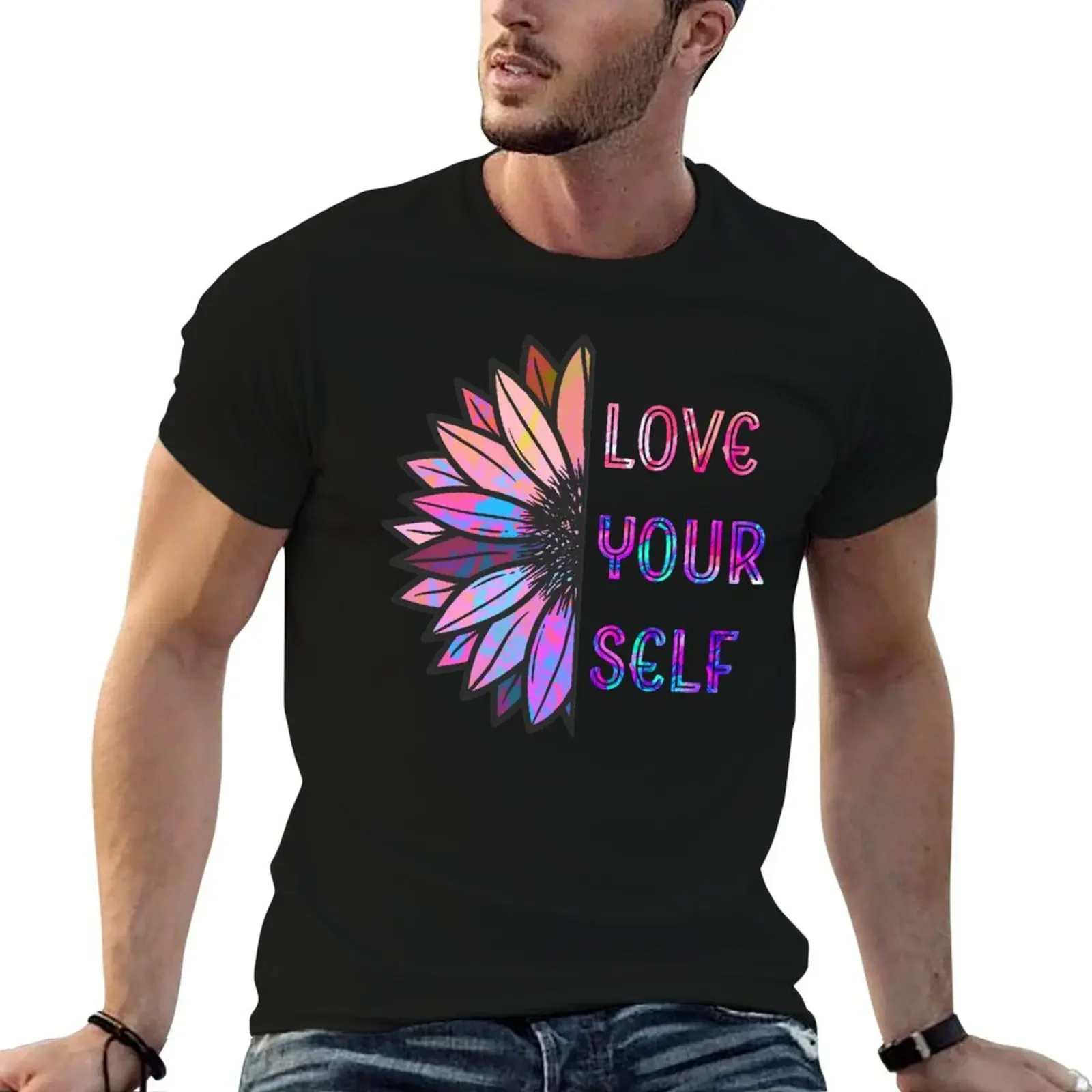 Love Yourself Sunflower, Women Inspirational Self Empowerment T-Shirt anime tshirt custom t shirt mens designer t shirt