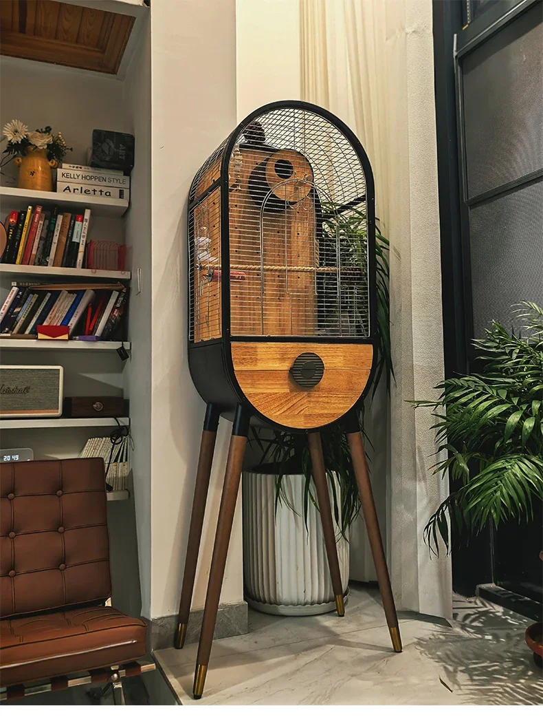 

Parrot Bird Cage Villa Stainless Steel Metal Solid Wood High-end Monk Keck Xuanfeng House