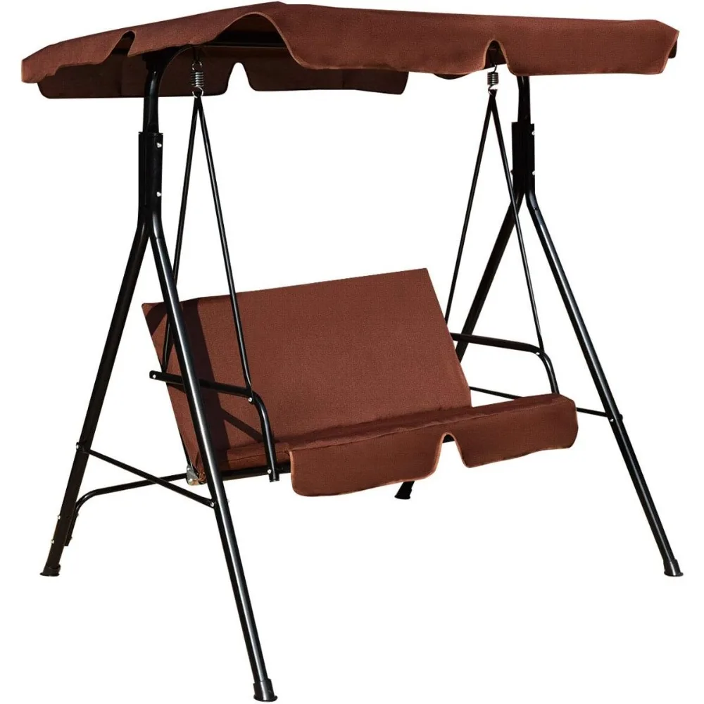 

2 Person Porch Swing, Outdoor Swing with Removable Cushions, Solid Steel Structure, Patio Swing with Adjustable Canopy for Porc