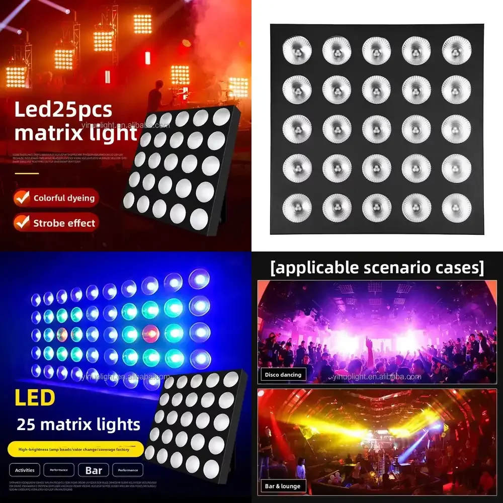 25pcs 12 RGBW LED DMX512 Stage Background DJ Nightclub Lights 300W Matrix Light IP33 Rated Ra95 CRI Hanging Mount