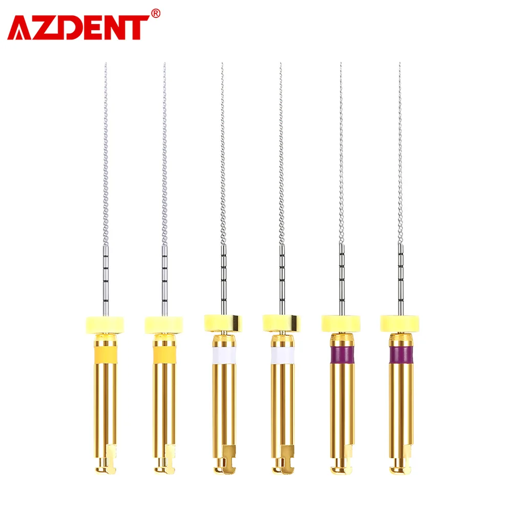 AZDENT 6pcs/Box Dental Endo File Engine Use Nickel-Titanium Path Files Root Canal Instrument 25mm Size 13#-19# Taper 02