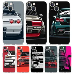 Luxury Transparent Phone Case For iPhone 15 14 13 12 11 Pro Max XS X XR 7 8 Plus Clear Shockproof Cover Japan JDM Sports Car