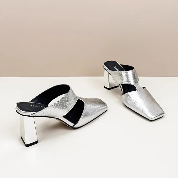 

Женские сандалии, модные женские туфли-лодочки на высоком каблуке с квадратным носком, повседневная обувь большого размера, летние вечерние сандалии на шпильке