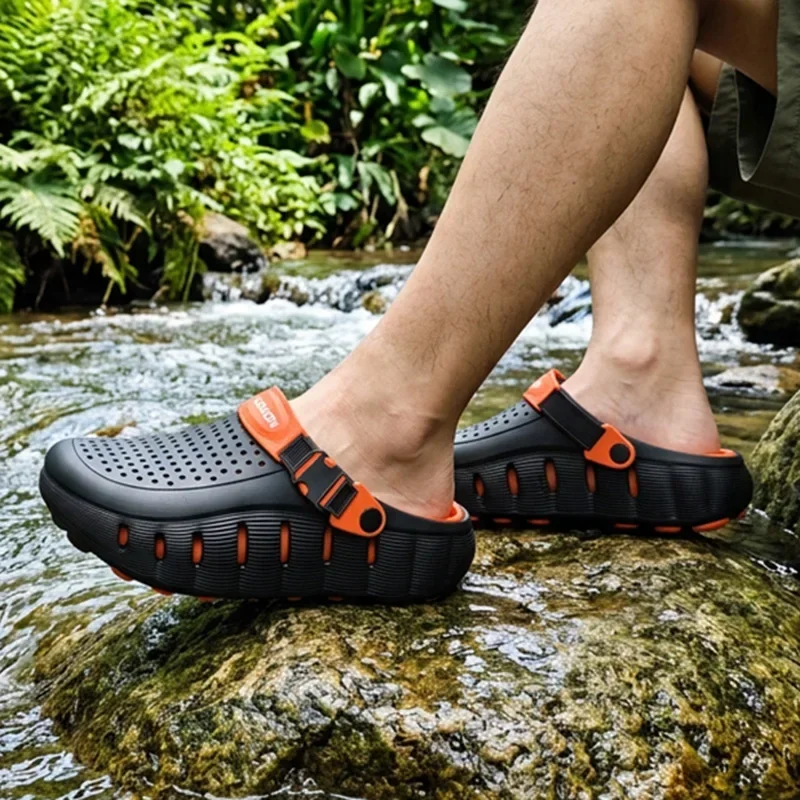 Waterproof EVA Non Slip Outdoor Slippers Men Summer 2026 Fashion Patchwork Thick Bottom Brand Clogs Sandals Water Shoes for Men