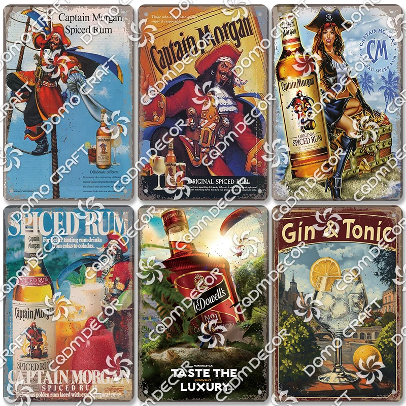 Retro Wine Poster Metal Tin Signs Wine Glass Gin Spiced Rum Girl Metal Plate Vintage Club Pub Shop Man Cave Wall Decor view 2