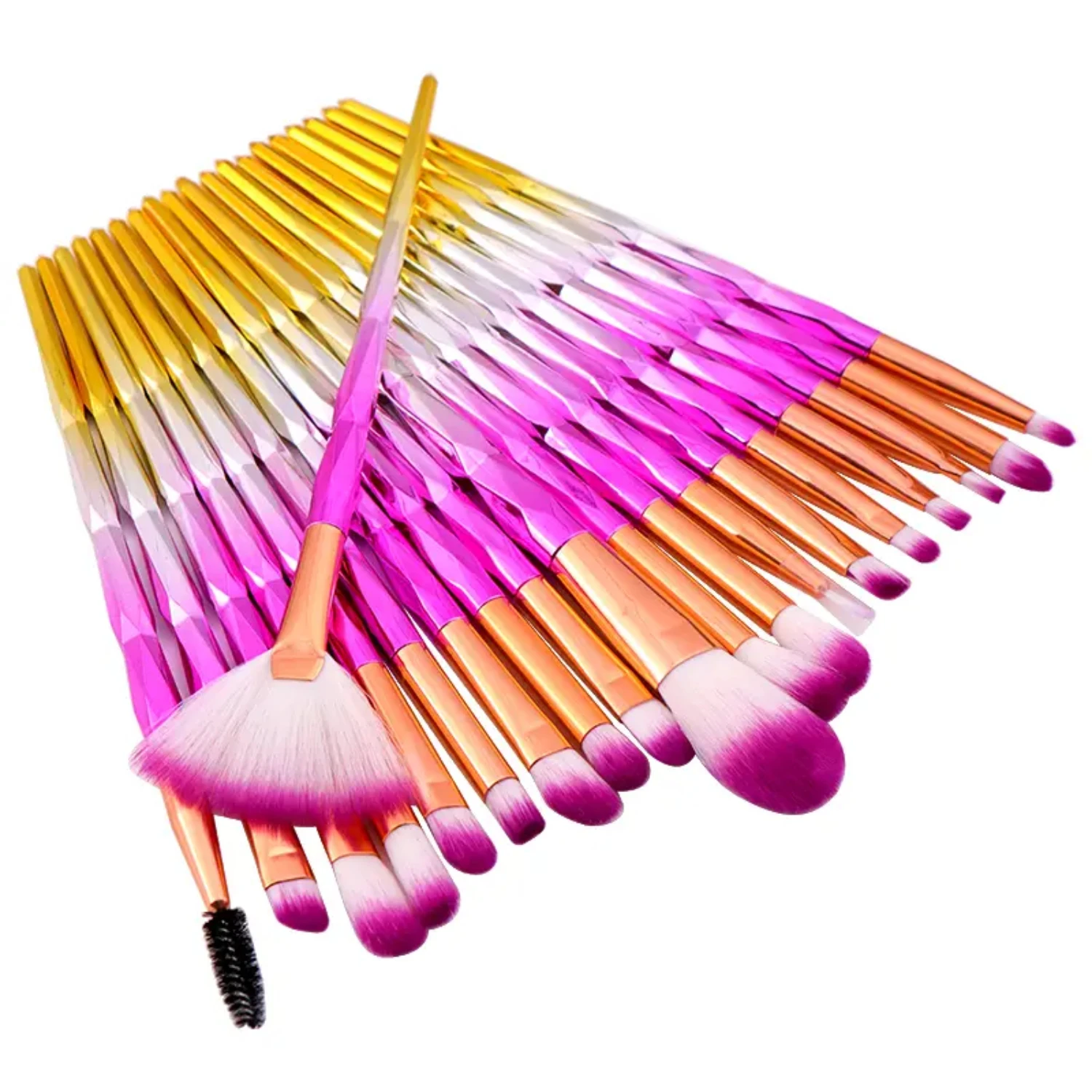 Lujoso juego de brochas de maquillaje con mango de diamante de 20 piezas para una aplicación impecable