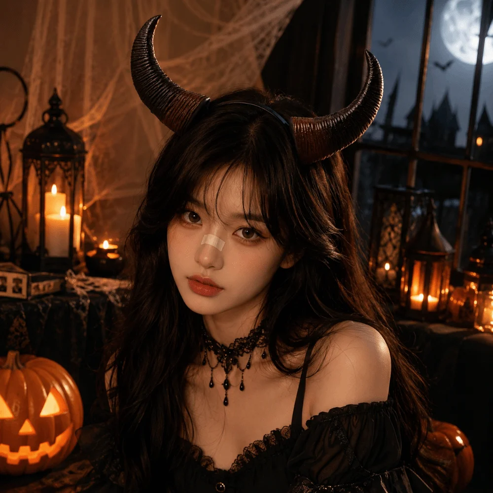 Gothic Demon Horns Headwear Dark Style Cosplay Halloween Devil Headband Decorative Headdress Cow Horn Hair Hoop Carnival Party