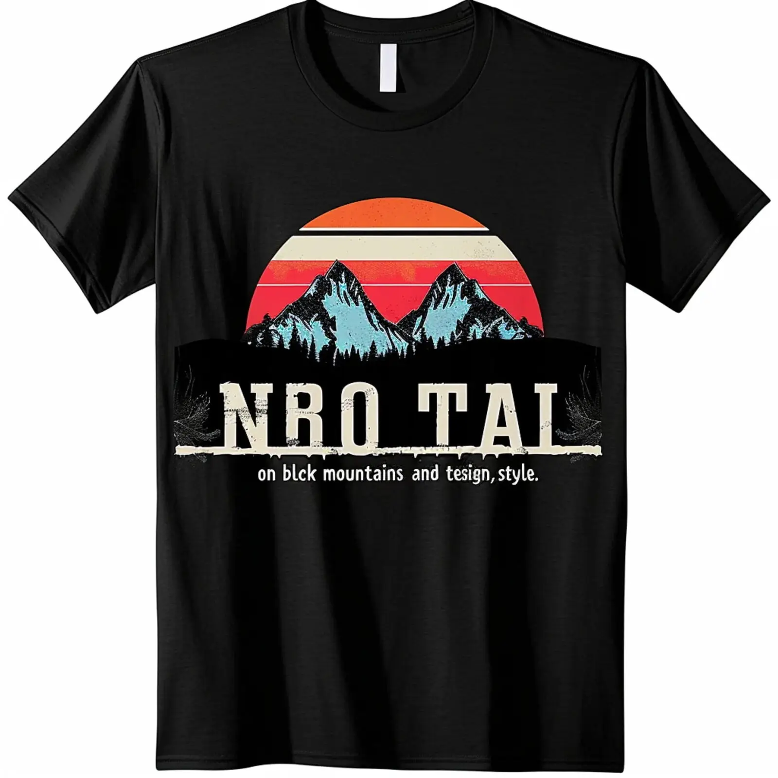 Vintage Retro Sunset Norway Mountains Black T Shirt Stylish Design