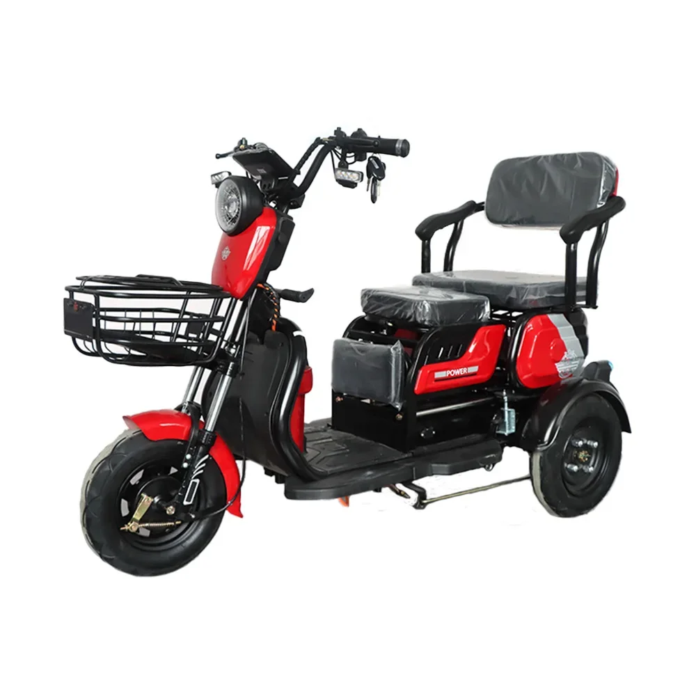 Hot seeling electric tricycle 3 wheels scooter with flip storage box for passenger