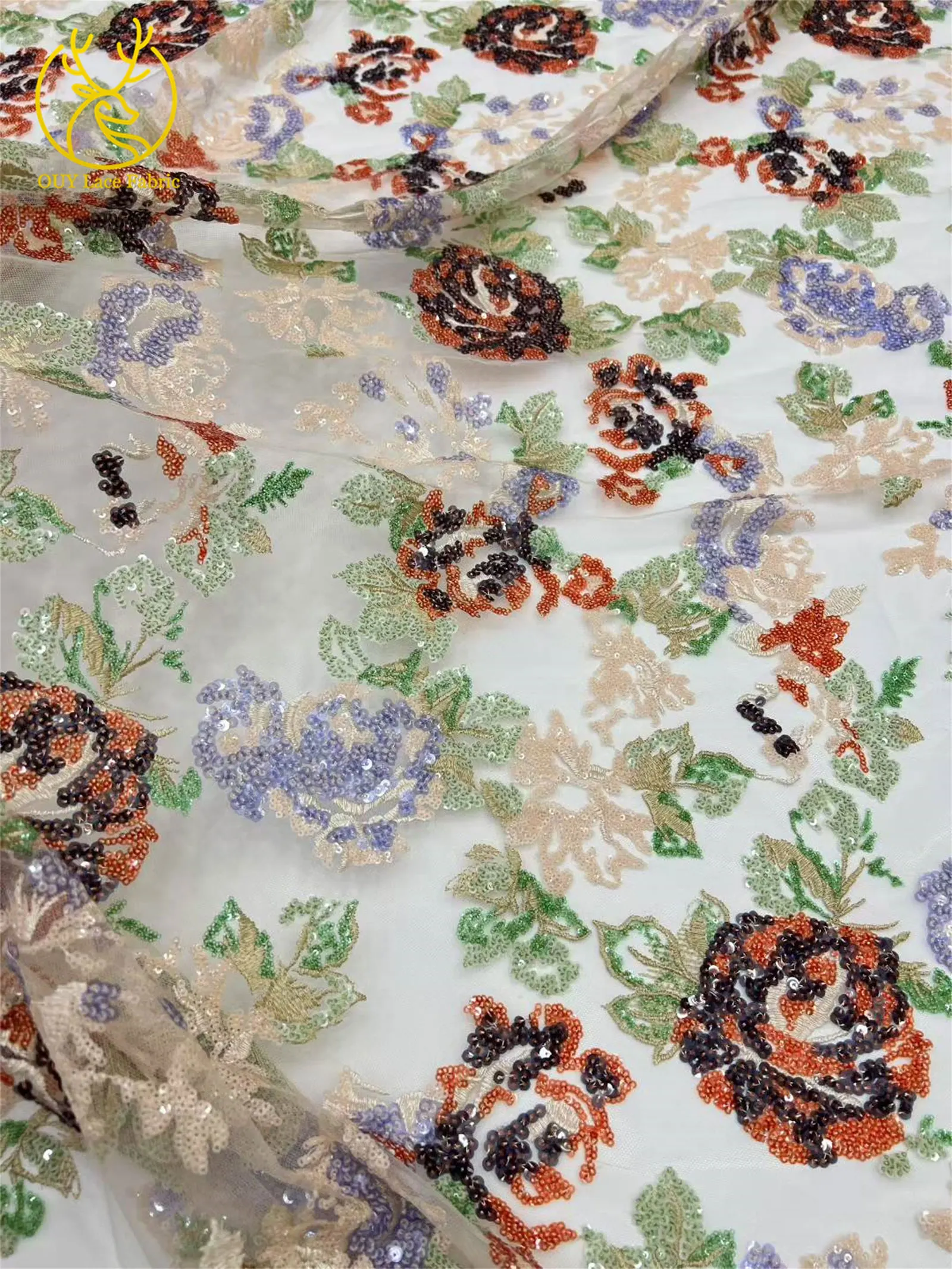美しいスパンコールチュールレース生地 2025 高品質 アフリカ フランス メッシュレース生地 レディース ウェディングドレス パーティー 縫製 5ヤード