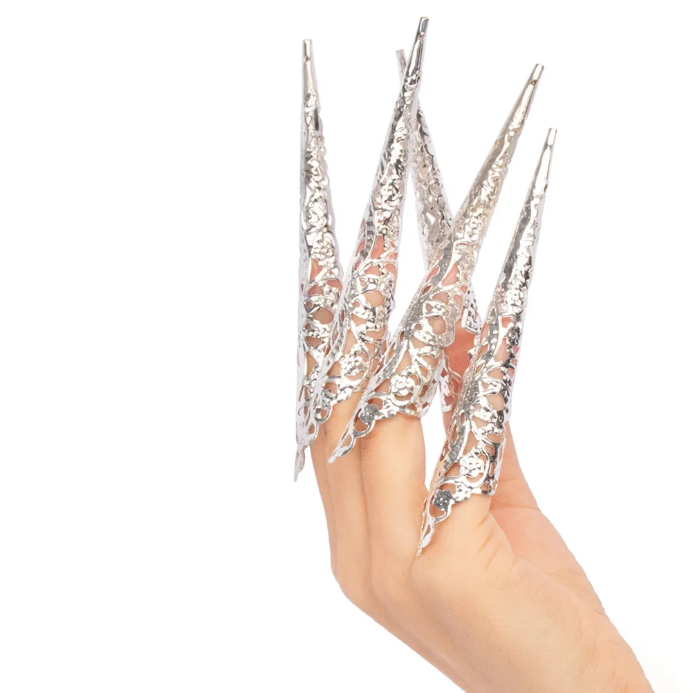 

10 Pcs Gel Fingernail Set Iron Stickers LED Light Fake Finger Nails Nail Cover Decors Halloween Cosplay Scary Props Easy to Wear