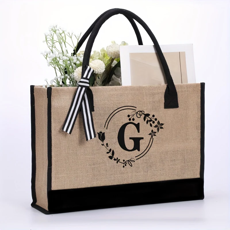 Bolsa de algodón, bolso de lino, bolsa para estudiantes, bolsa de compras de lino, bolsa de almacenamiento de yute
