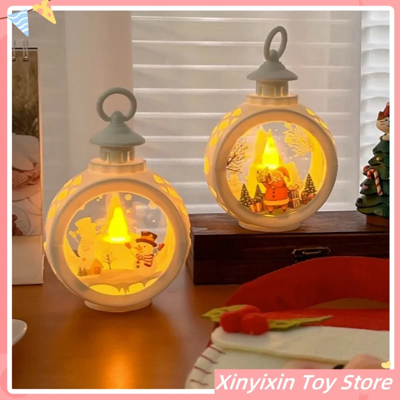 Led Candle Light Christmas Decorations Circular Christmas Hanging Lamp Handheld Model Vintage Window Display Home Furnishings