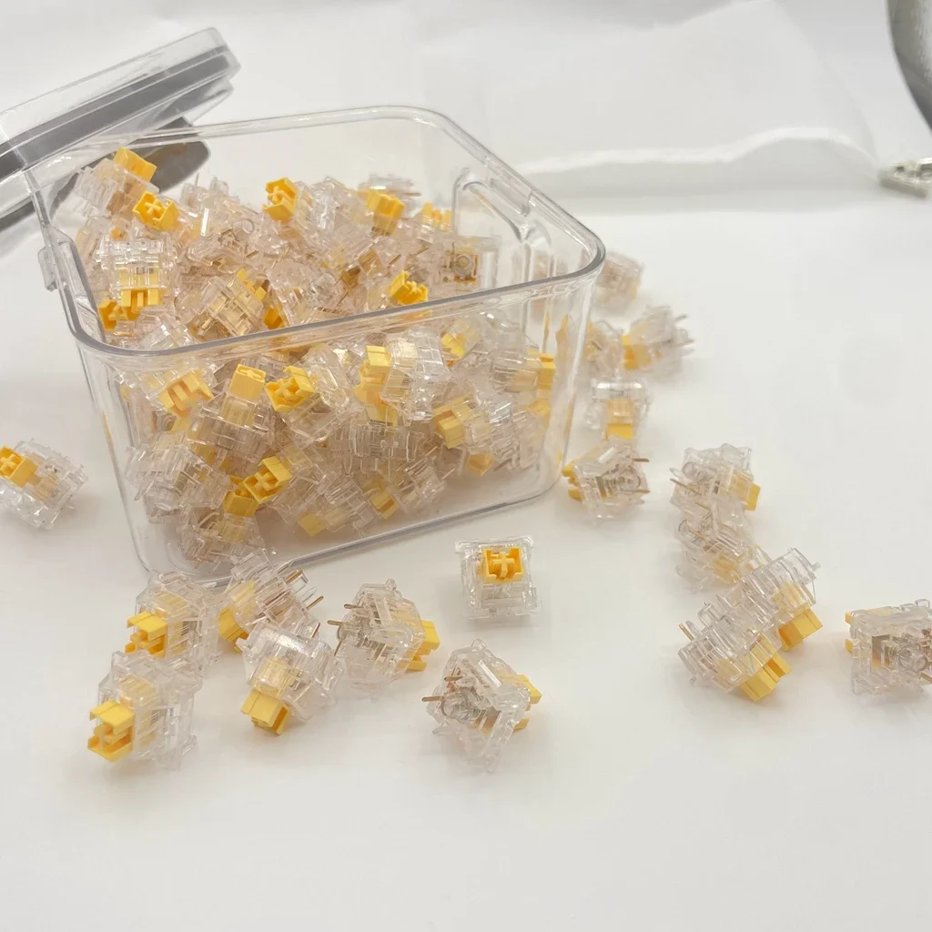 Outemu Crystal Transparency Switch Peach V3 Lemon V3 5Pin Custom Mechanical Keyboard Linear Tactile Mute Switches Lubed Hot Swap