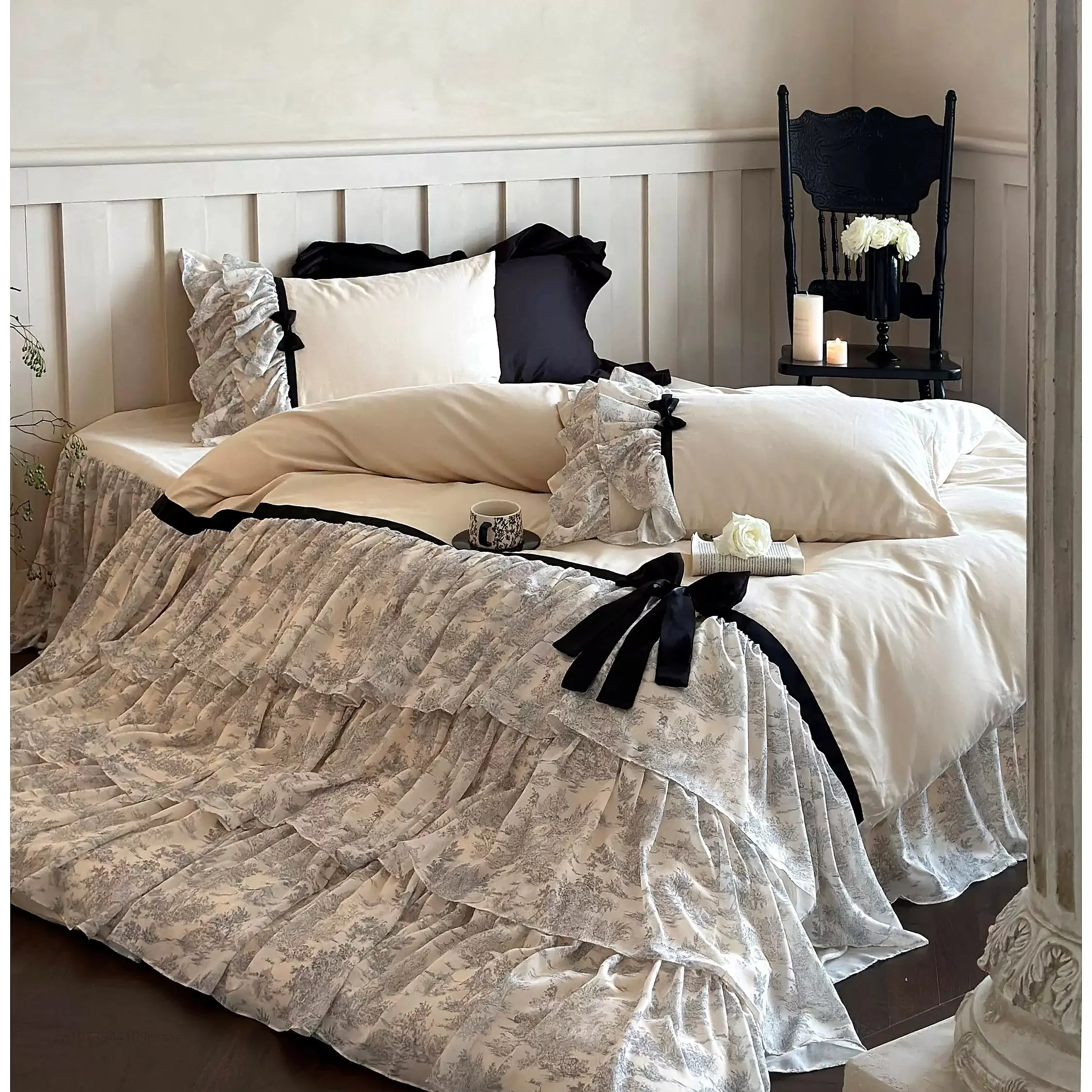 Vintage Ballet French Romantic Cotton Brushed Four-Piece Set Long-Staple Lolita Bedding