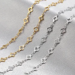 2M/5M Stainless Steel 6mm Gold Plated Flower Chain Charms for DIY Anklet Bracelet Necklaces Jewelry Making Findings Supplies