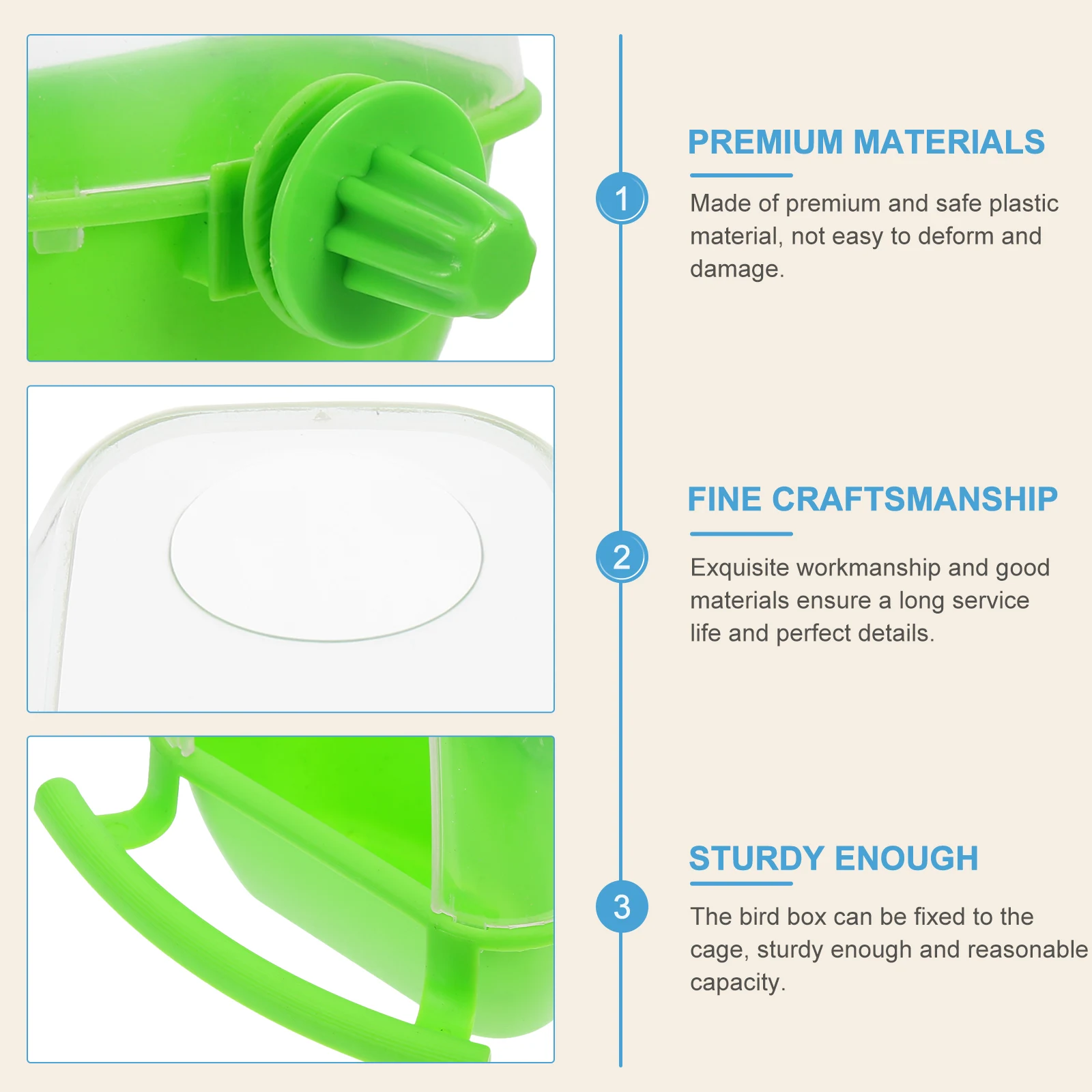 

Bird Feeders for Outdoors Splash-proof Food Box No-spill Automatic Cage Holder Container Green Hanging