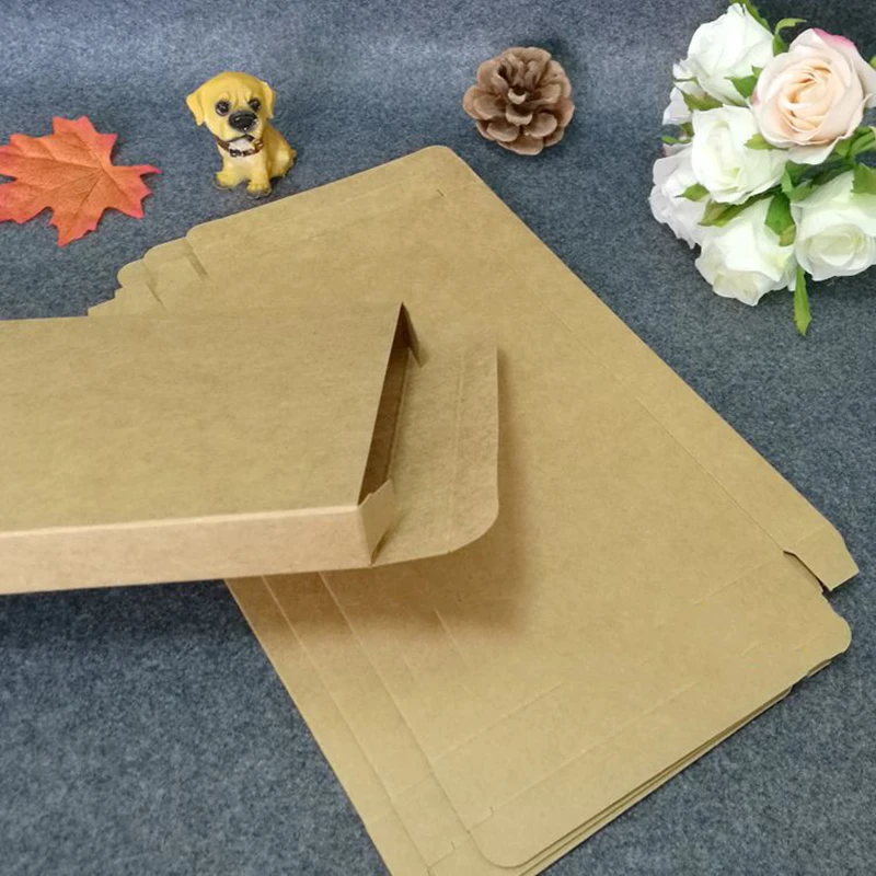 50Pcs/Lot DIY Kraft Gift Boxes Brown/White Paper Small Postcard Box Kraft Cardboard Mini Jewelry Packing Carton Box