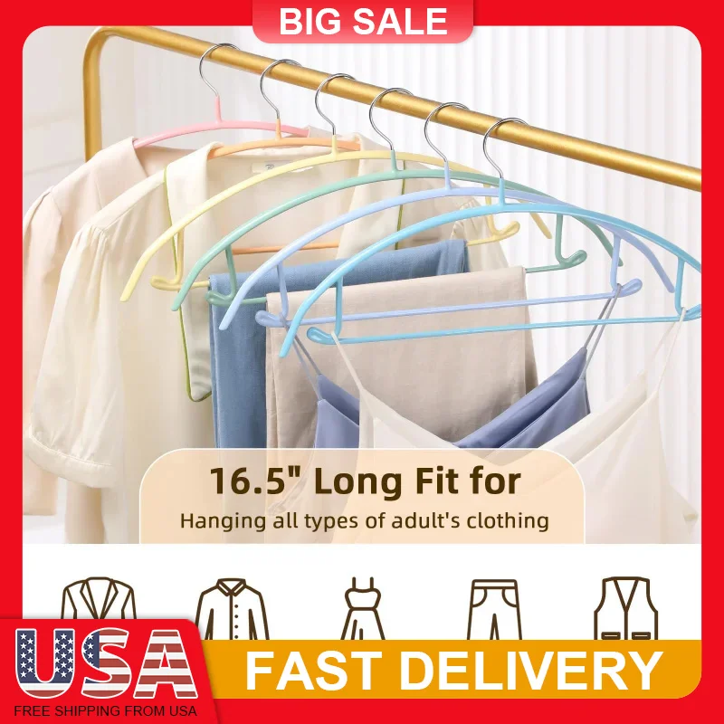 

14/28 Pack Heavy Duty Coat Hangers 16.5 Inch Wide Non Slip PVC Coated Metal Clothes Hangers for Sweaters Dresses Jackets