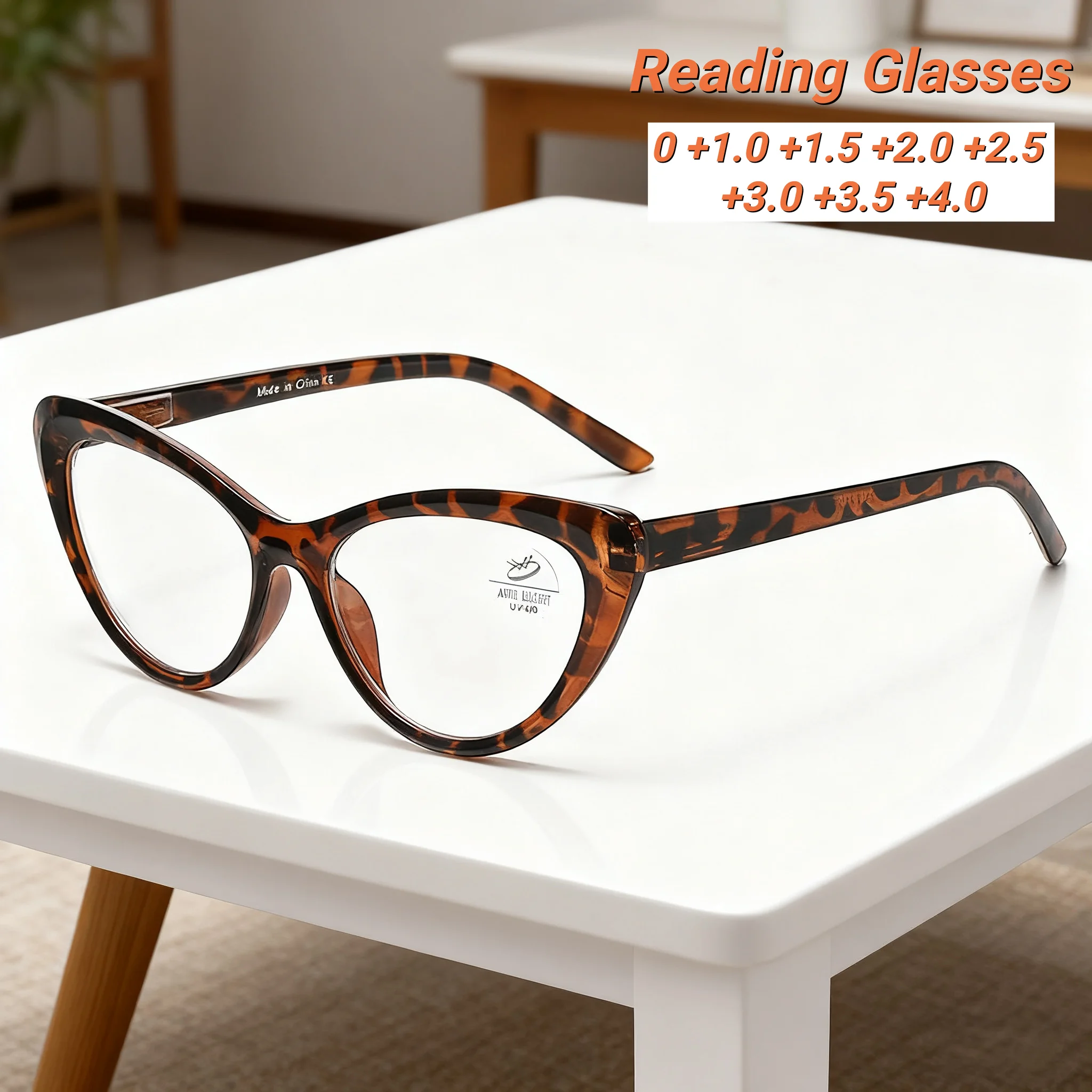 

2025 New Fashionable HD Cat Eye Women's Reading Glasses Ultra Light Neutral High Quality Anti Blue Light Presbyopia Glasses