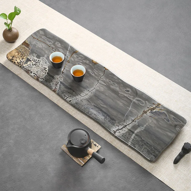 Stone Serving Tea Tray Marble Table Decorative Valet Rectangle Coasters Tea Tray Hospitality Chinese Bandejas Home Decorationgs