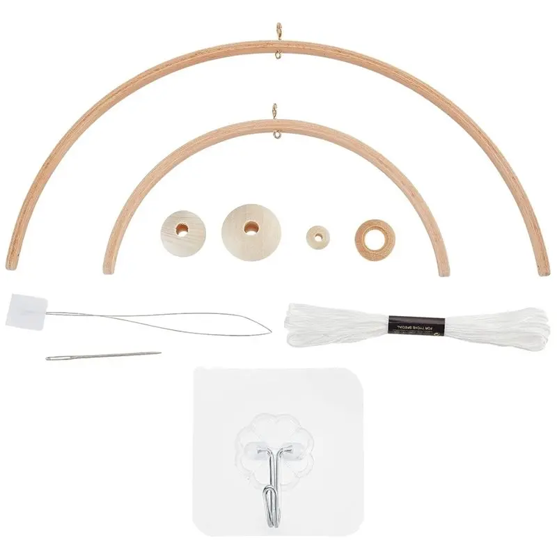 ABGG-Baby Mobile DIY Kit Mobile Holder For Crib Mobile Hanger Wooden Wind Chime Hand Material Bag