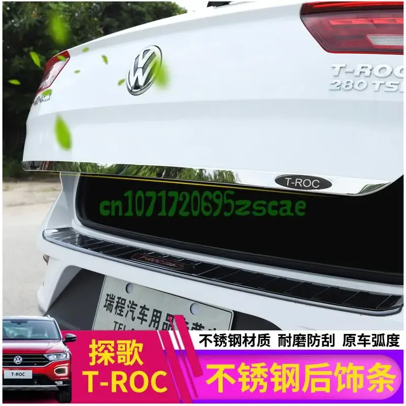 Car Accessories For Volkswagen T-roc 2018 2019 2020-2022 Rear Trunk Door Handle Cover Tail Gate Trim Bezel Molding car stickers