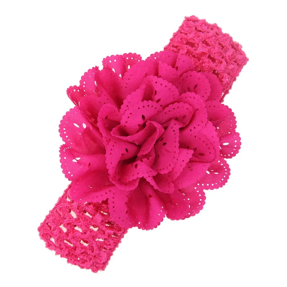 6PCS Baby Girls Mesh Flower Headband Elastic Crochet Children Hair Bands Newborn Infant Photo Shoot Kids Accessories Gifts Set