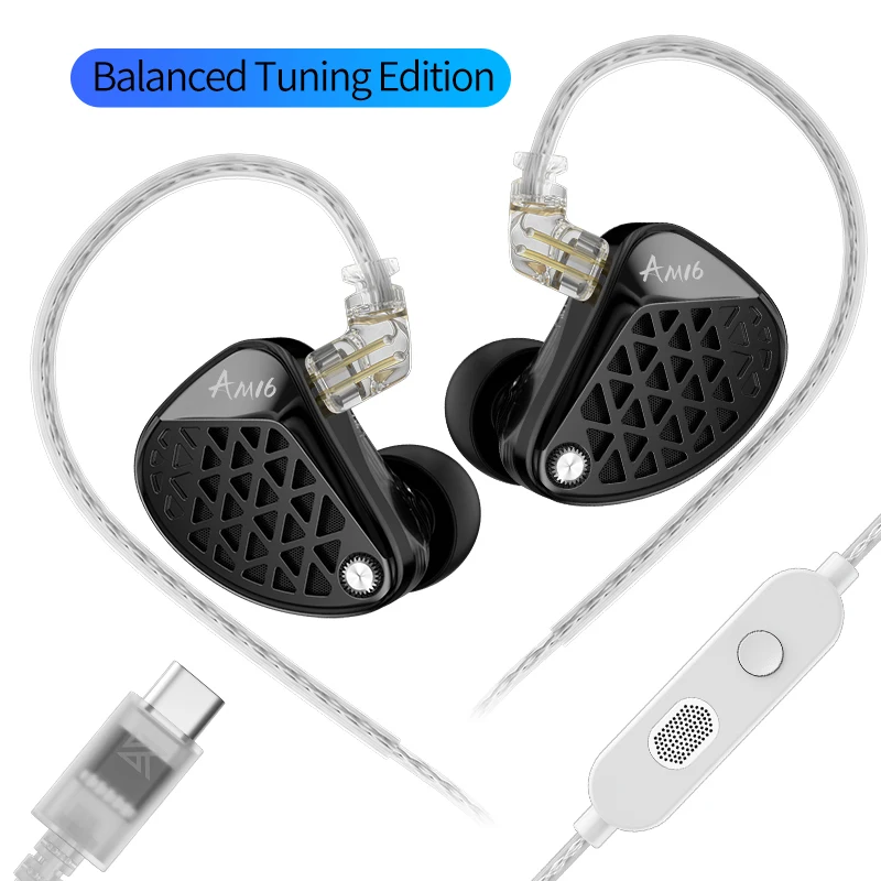 KZ AM16 Ruisonderdrukkende oordopjes sporthoofdtelefoon in-ear bedrade hoofdtelefoon 16BA gebalanceerde armatuur HIFI basmonitor hoofdtelefoon