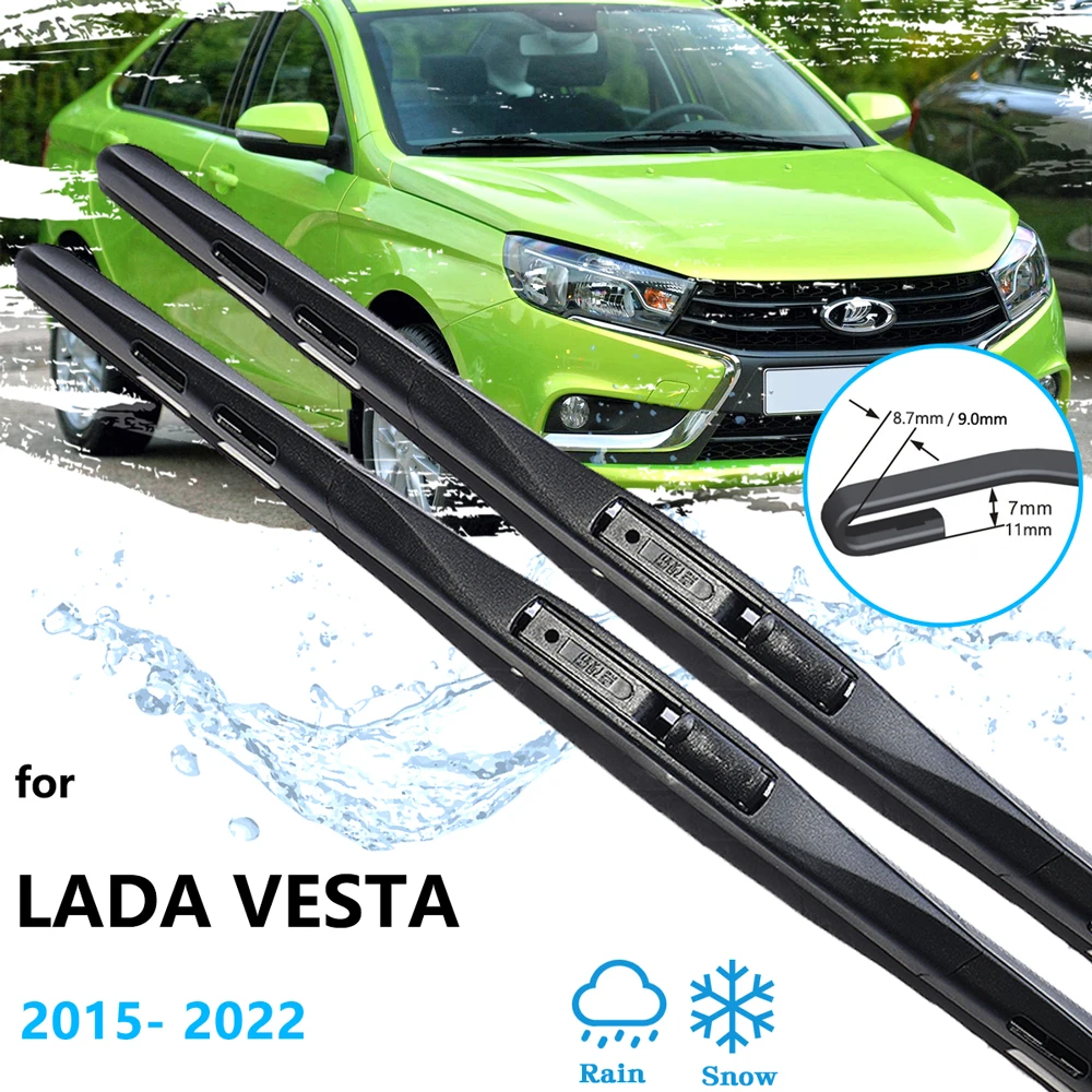 

2x для Lada Vesta 2015 ~ 2022, передние бескаркасные щетки стеклоочистителя, резиновая полоса, наполнитель, лобовое стекло, оконные аксессуары, U J Hook