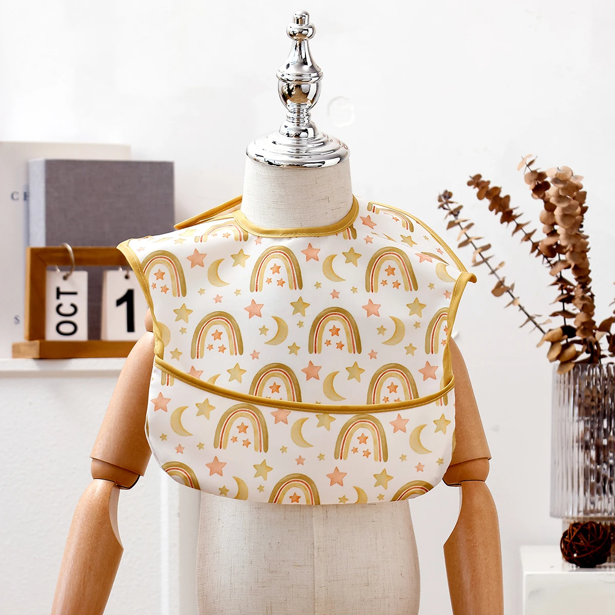 3pcs/Set Waterproof Baby Bib Adjustable Hook&Loop Sleeveless Feeding Smock Bib for Kids 0~1 Years