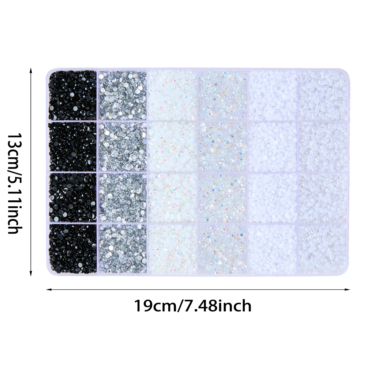 1Box Classic Black White Shiny Resin Nail Rhinestones 3/4/5mm Semi-circular Flatback Simulated Pearls Nail Art Rhinestones DIY