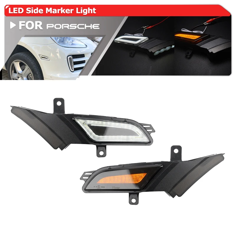 Smoked Amber/White Switchback Led Side Marker Light W/ Position Running Lights For Porsche Cayenne 957 Gen 2007-2010