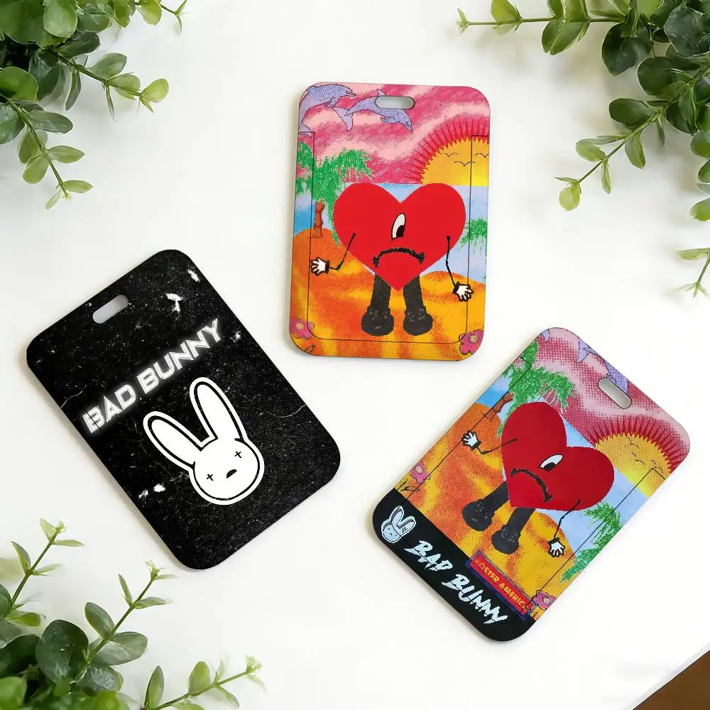 Rapper B-Bad B-Bunny Music Holder Stitch Card Holders Student Campus Lanyard Cards Holder Neck Straps for Kids Gift