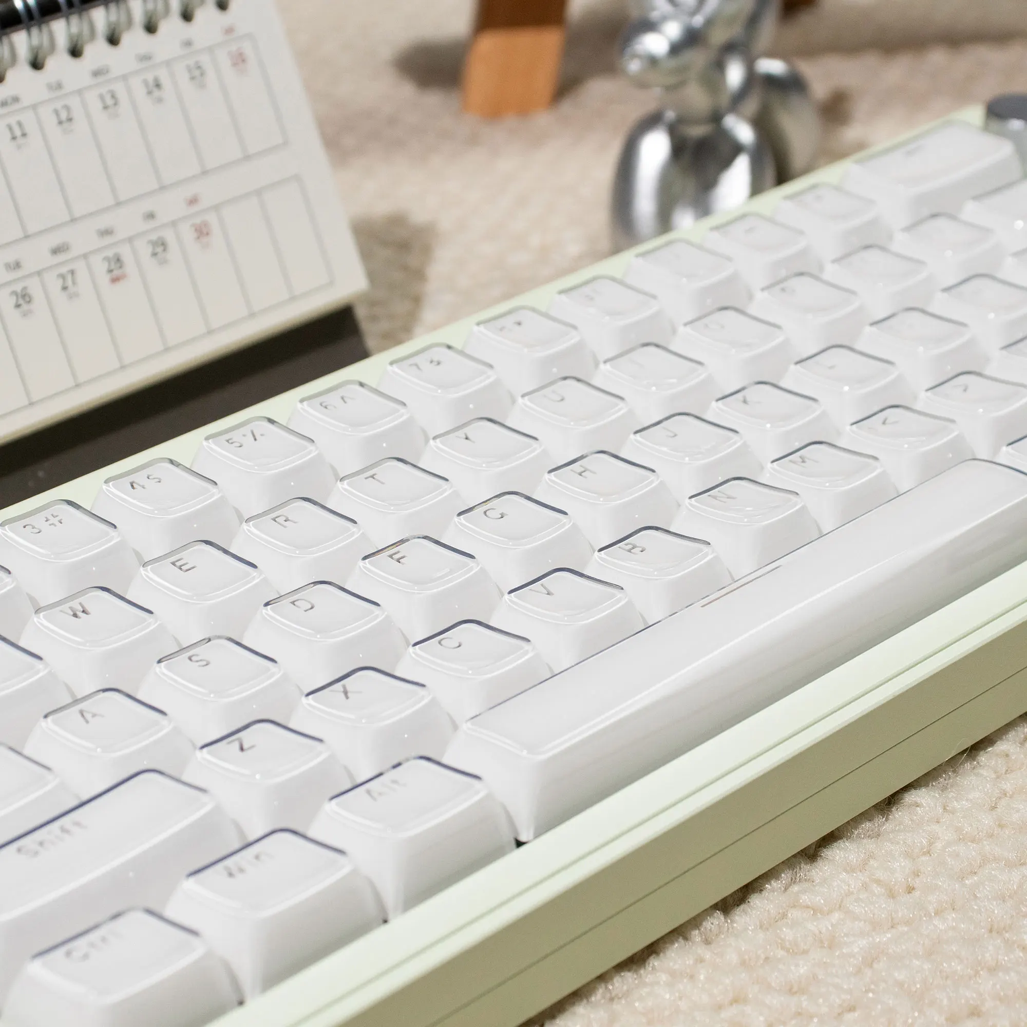 136 Keys Pudding Crystal White keycaps MDA profile Double shot Light Keycaps Through for MX Switches Mechanical Keyboard