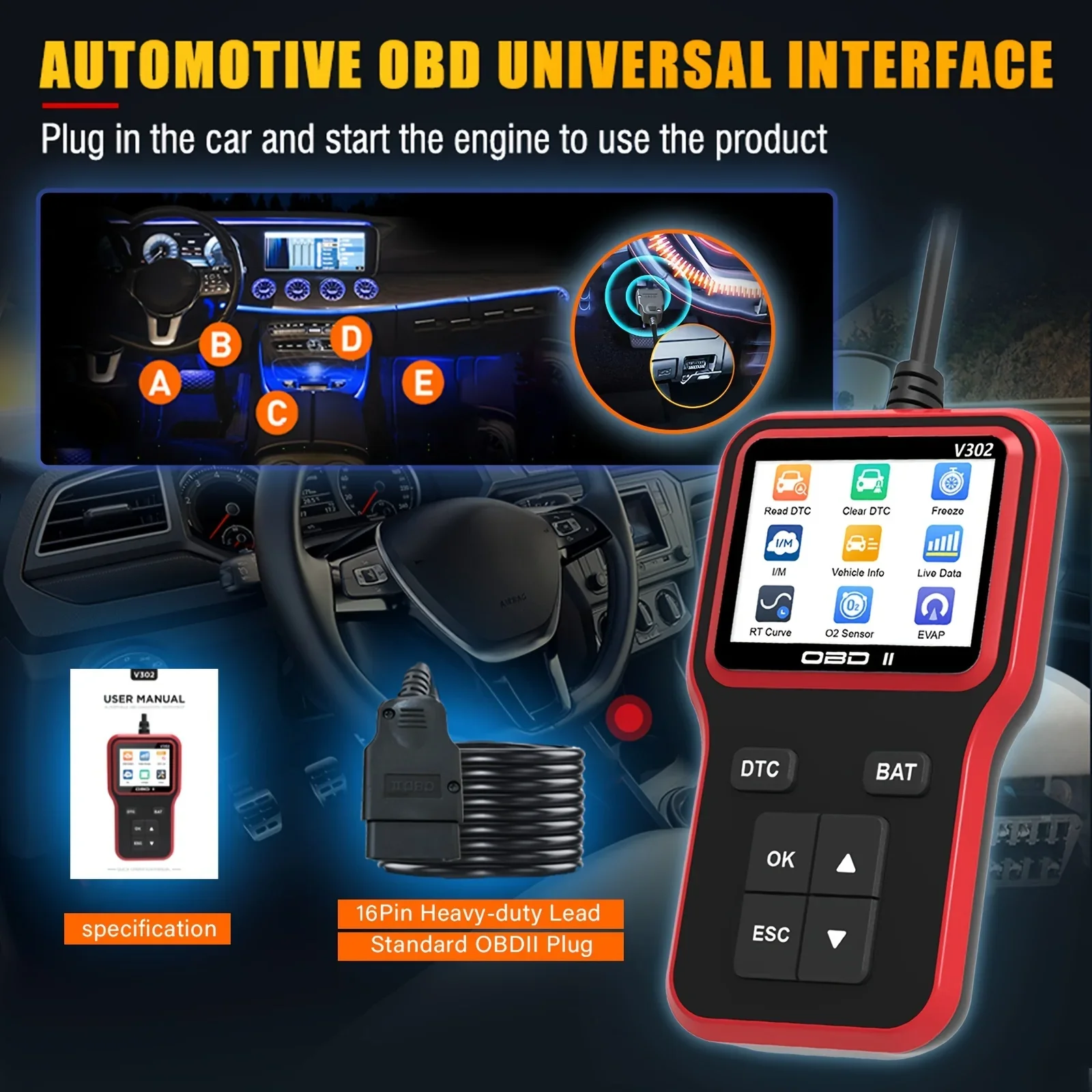  الماسح الضوئي OBD2 - قارئ رمز خطأ محرك السيارة الذي يعمل بمنفذ USB وأداة تشخيصية لجميع مركبات بروتوكول OBD II #5