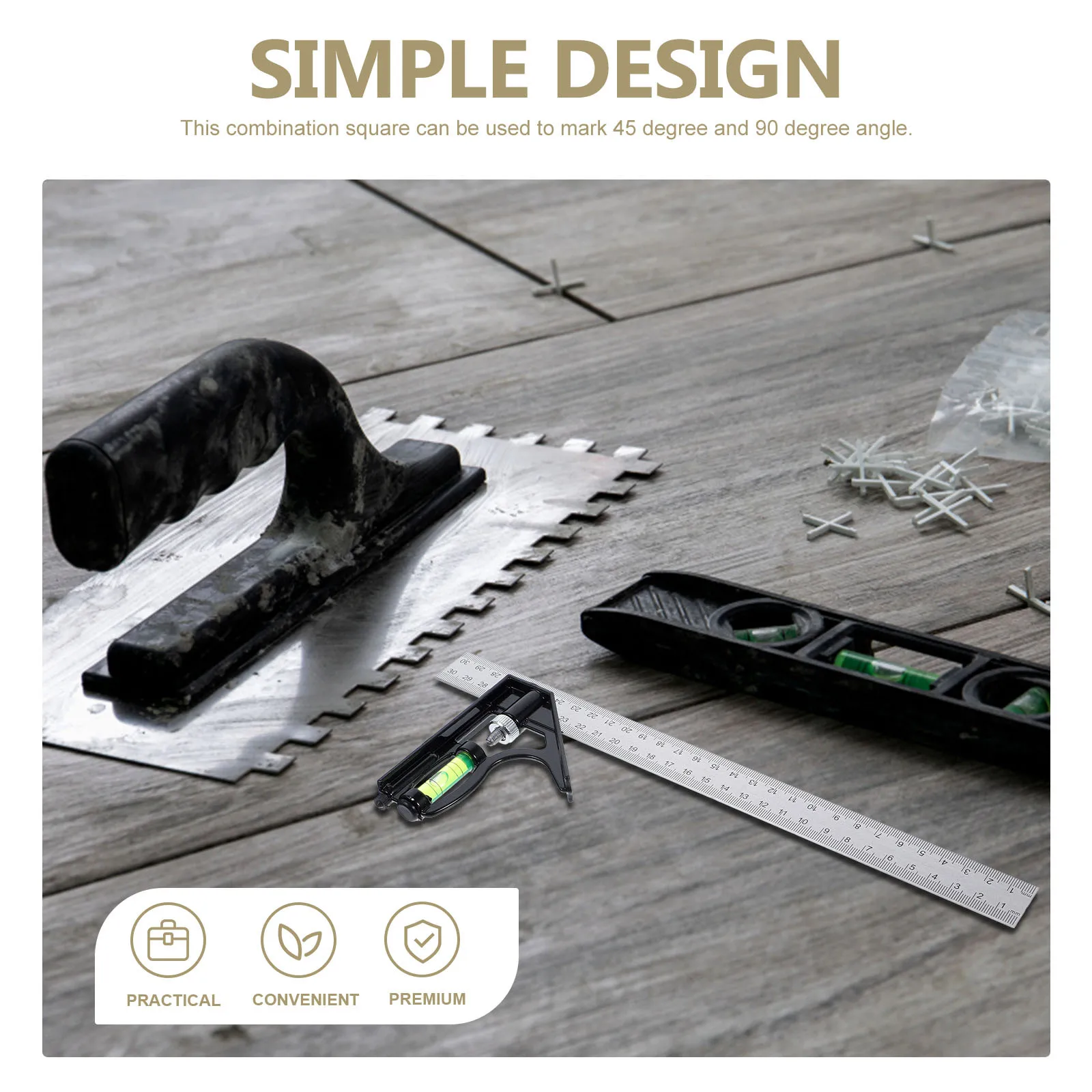 

2pcs Stainless Steel Combo 45/90 Degree Adjustable Precision Square Head For Woodworking Measuring Tool Instrument Combo Square