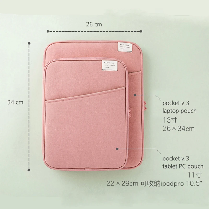 Borsa per laptop di grande capacità alla moda con cerniera da lavoro semplice valigetta da donna in tela borsa coreana per tablet computer mouse penna USB