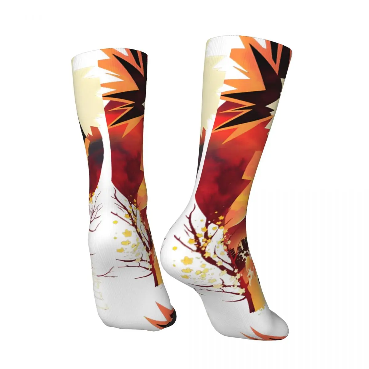 Crazy compression Bakugou Sunset Sock for Men Harajuku Academia Quality Pattern Crew Sock Novelty