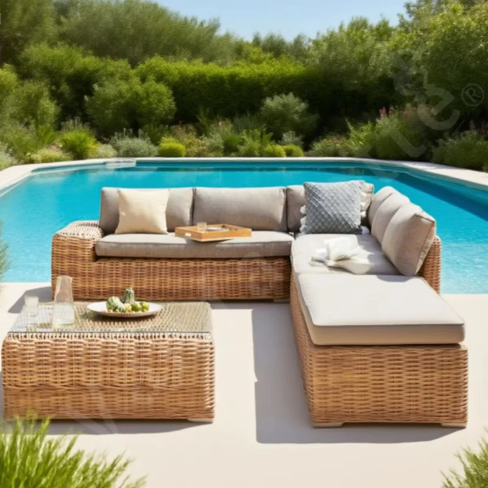 

5-местный угловой диван из ротанговой садовой мебели