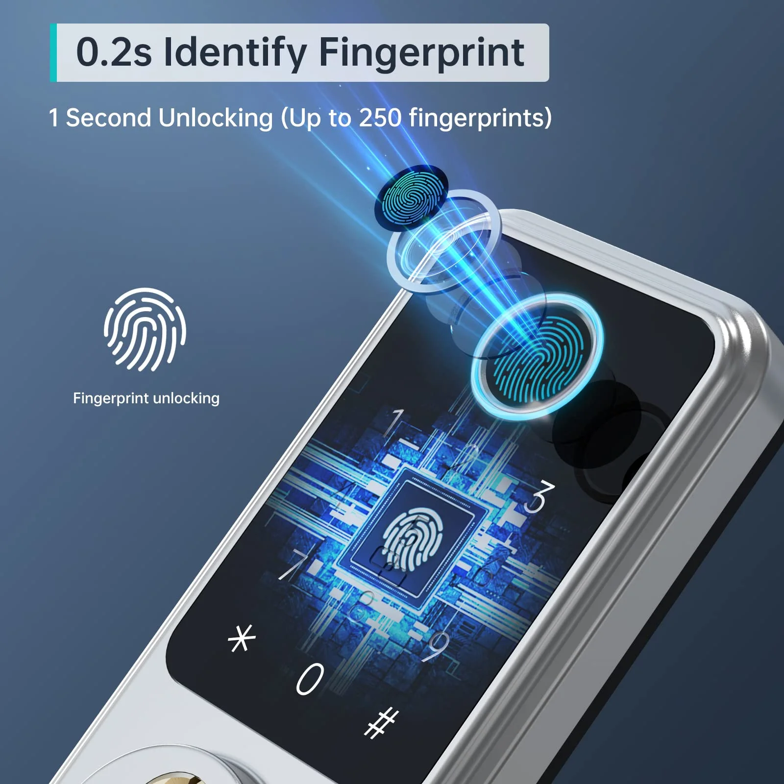 Hornbill Fingerprint Smart Door Lock Deadbolt Biometric Electronic Keyless Entry Door Locks Front Auto For Home Security Access