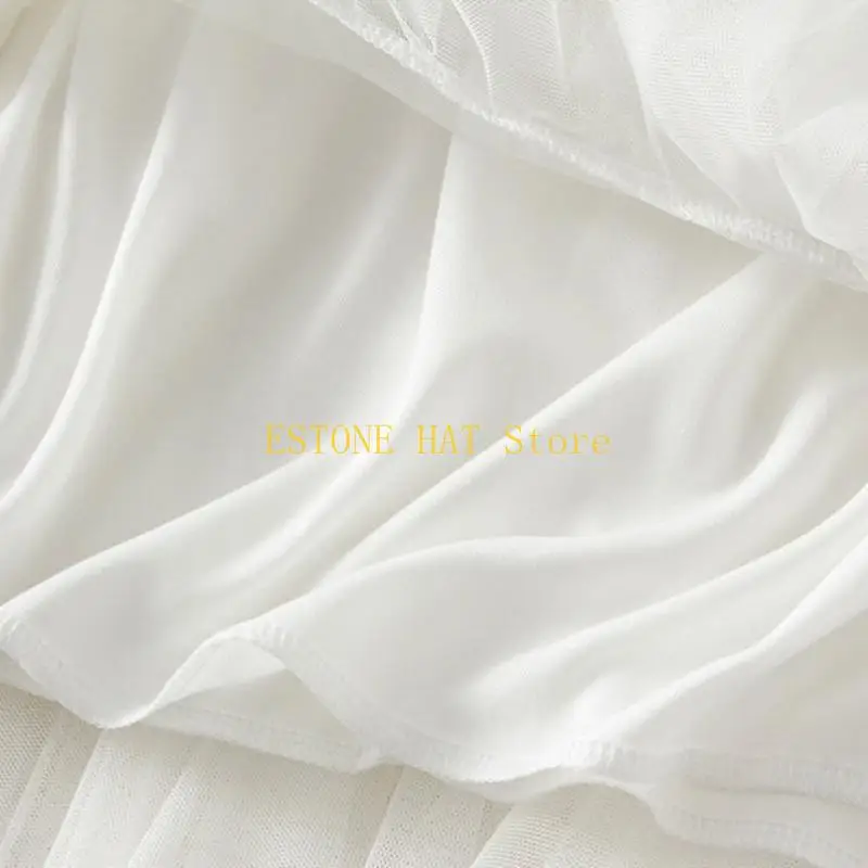 49MF กระโปรงเอวสูงแบบยางยืดสตรีมีชั้นไม่สมมาตร Hem จีบตาข่าย Tulle Midi กระโปรง