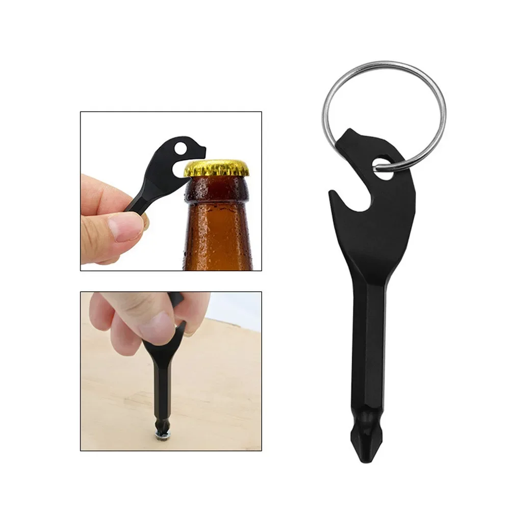 2pcs Portable Bottle Opener Key-shape Phillips Screwdriver Multipurpose Keychain Tools Wallet-in Outdoor Camping Hiking Repair