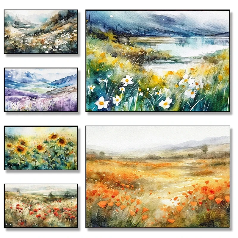 diy Diamond Painting Lavender Poppy Daisy Meadow Daffodil Sunflowers Full Diamond Mosaic Embroidery Picture for Room Home Decor