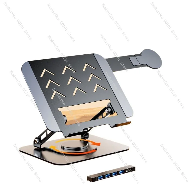 360 Rotating Foldable Laptop Stand with Docking Station Magnetic Cooling Metal Adjustable Height Ergonomic Portable For Desk