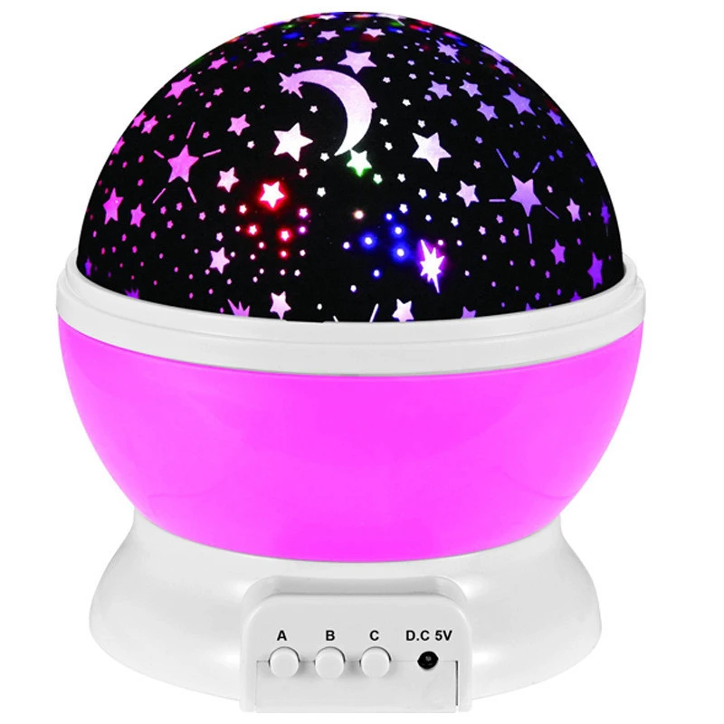 Romantic Rotating Star Moon Sky Rotation Night Projector Novelty Starry Star USB Night Light Lamp Projection For Kids Bed Lamp