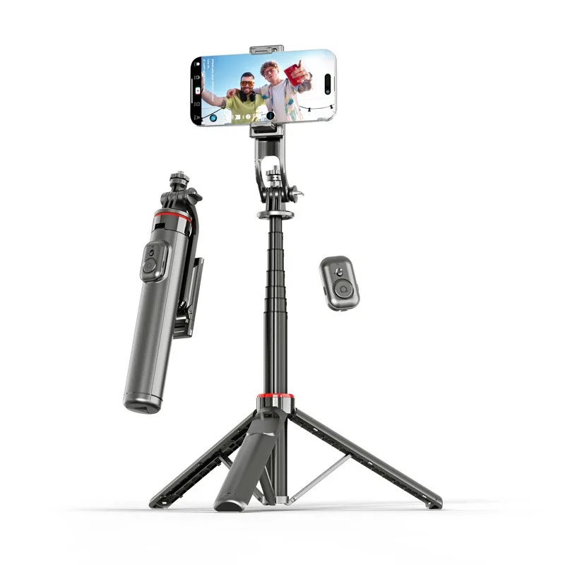 Tripé de bastão de selfie de 130 cm, suporte de tripé para smartphone com tripé retrátil portátil