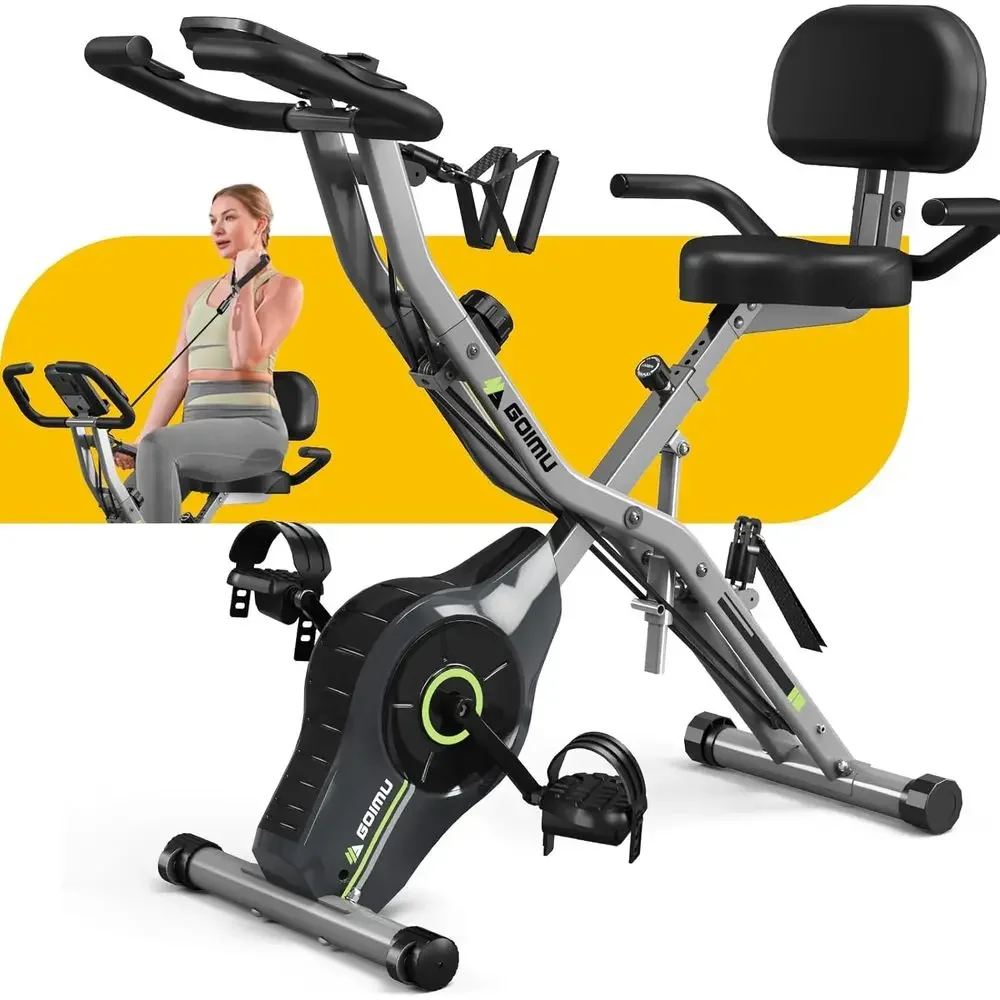 5-in-1 Multi-Functional Stationary Bike with 16-Level Magnetic Resistance and 330LB Weight Capacity, Comfortable Seat and Backre