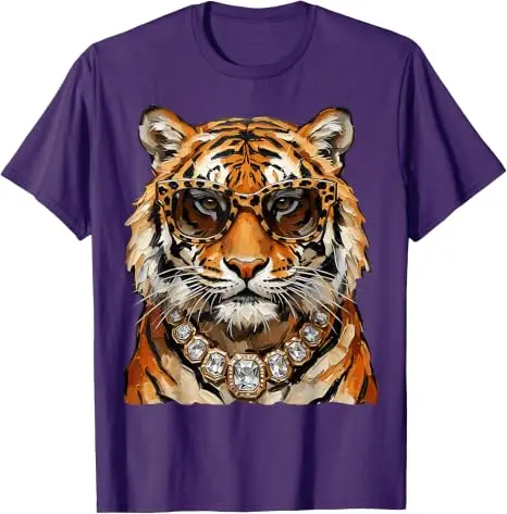 Cooles Tigerroar-Leoparden-Sonnenbrillen-T-Shirt, lustiges Y2k-Kunst-Ölgemälde, ästhetische Kleidung für Frauen und Männer, Persönlichkeits-T-Shirt, Geschenke – Detail 19