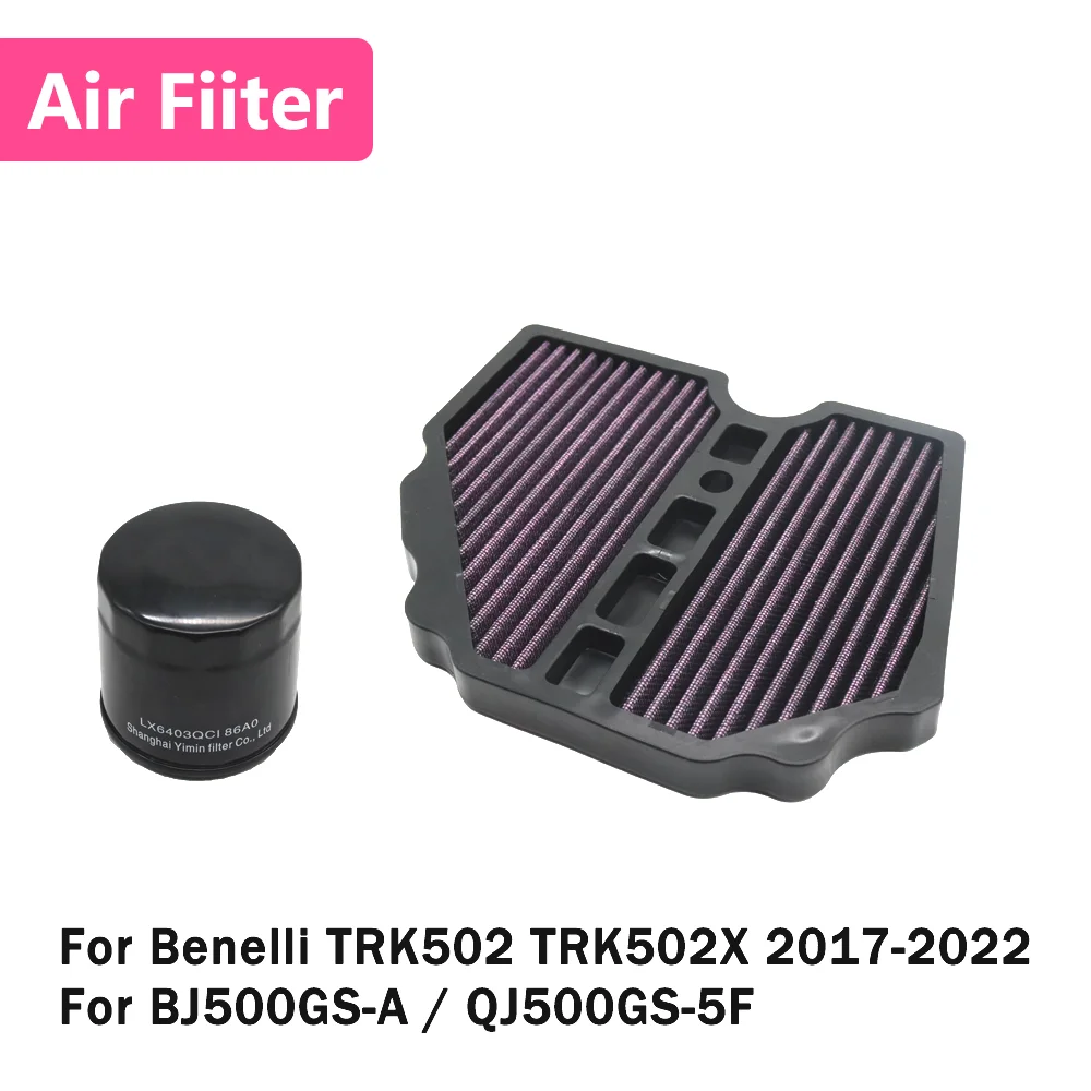 For Benelli TRK502 TRK502X BJ500GS-A QJ500GS-5F Motocycle High Flow Air Filter Cleaner Drive Element Oil Filter Intake Cleaner